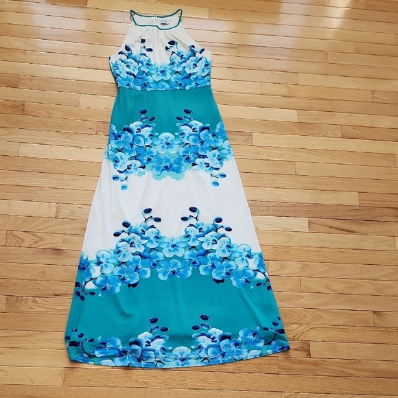Christin Michael's Dresses & Skirts - Christin Michael's Blue and White Floral Maxi Dress